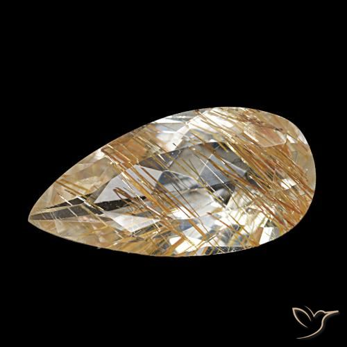 4.12Ct Very Light Golden-Brown Rutile Topaz, Pear Shape, Transparent