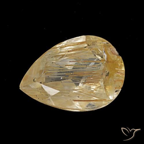 2.78 ct Yellow Rutile Topaz Gemstone, Rutile Topaz Gem in Pear Facet Shape for Sale.