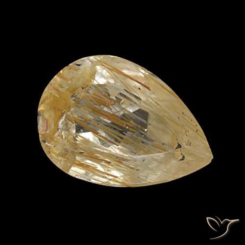 2.78 ct Yellow Rutile Topaz Stone, Natural Rutile Topaz in Pear Facet Shape for Sale