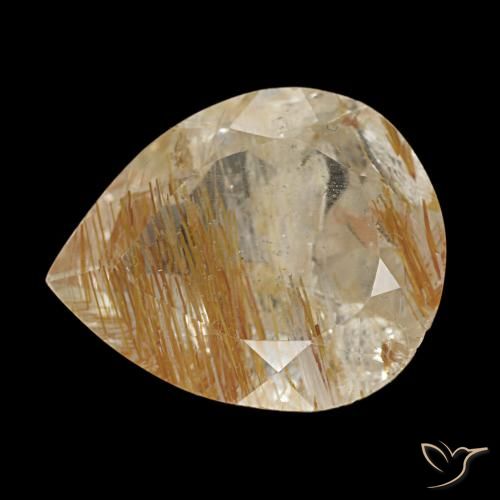 6.58Ct Very Light Golden-Brown Rutile Topaz, Pear Shape, Transparent