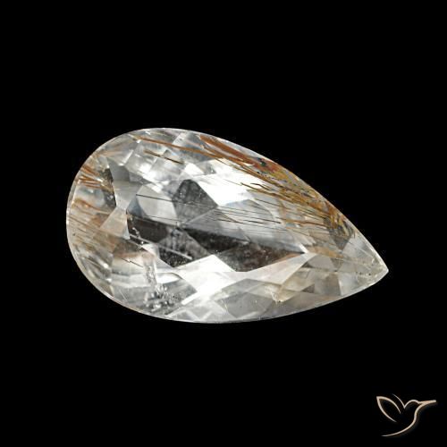 1.89 ct Golden Rutile Topaz Stone, Natural Rutile Topaz in Pear Facet Shape for Sale