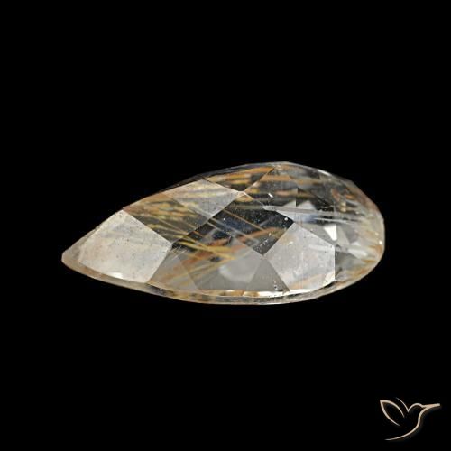Rutile Topaz Gemstone in 10.8 x 6.2 mm Size for Sale, Rutile Topaz Stone in Clear and Gold-Bronze Color