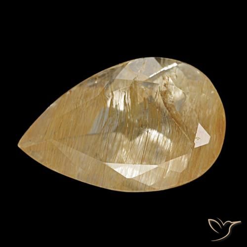 6.69Ct Very Light Golden-Brown Rutile Topaz, Pear Shape, Transparent