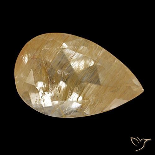 6.69 ct Golden Rutile Topaz Stone, Natural Rutile Topaz in Pear Facet Shape for Sale