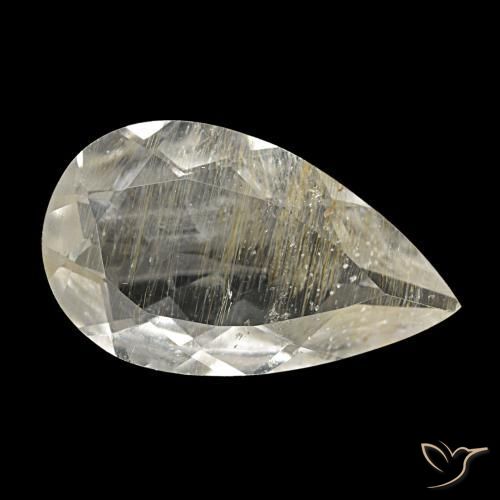 4.94 ct Yellow Rutile Topaz Stone, Natural Rutile Topaz in Pear Facet Shape for Sale