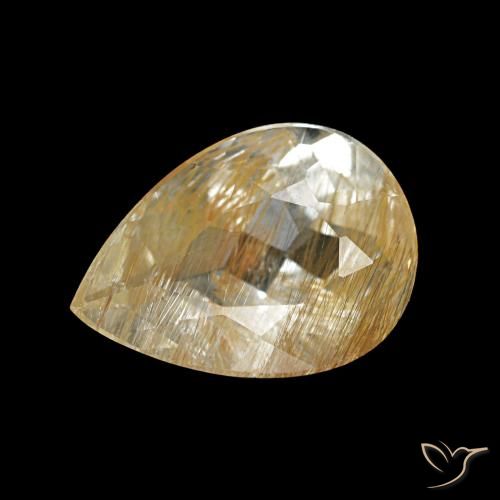 1.68Ct Very Light Golden-Brown Rutile Topaz, Pear Shape, Transparent