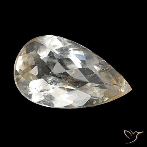 3.20 ct Yellow Rutile Topaz Stone, Natural Rutile Topaz in Pear Facet Shape for Sale