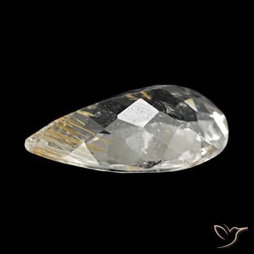 Rutile Topaz Gemstone in 13.2 x 7.9 mm Size for Sale, Rutile Topaz Stone in Very Light Golden-Brown Color