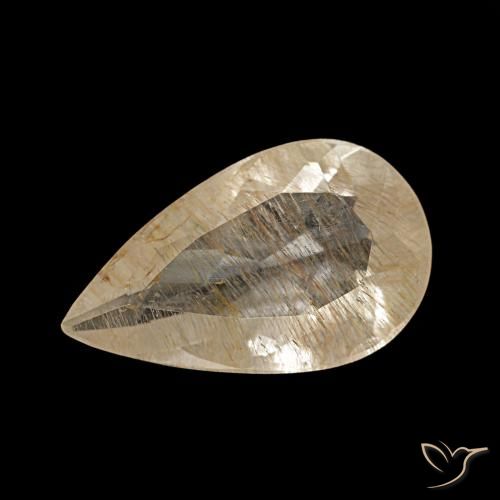 2.36 ct Yellow Rutile Topaz Gemstone, Rutile Topaz Gem in Pear Facet Shape for Sale.