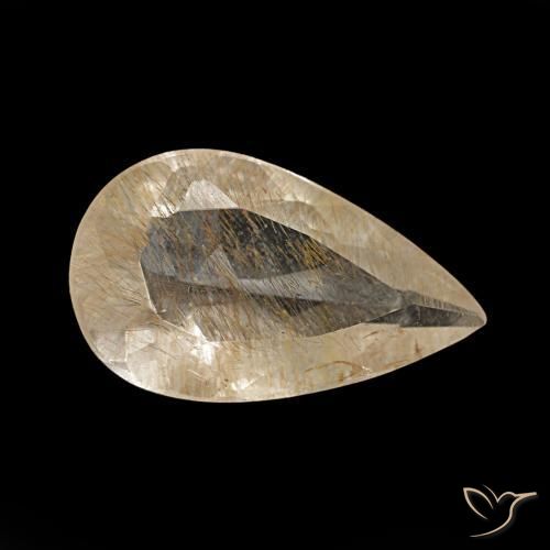 2.36 ct Yellow Rutile Topaz Stone, Natural Rutile Topaz in Pear Facet Shape for Sale