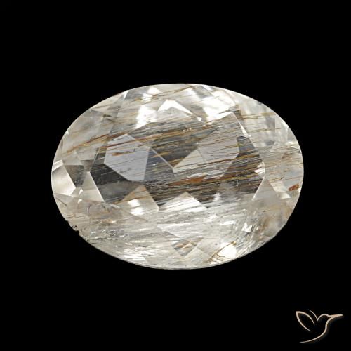 3.70 ct Golden Rutile Topaz Gemstone, Rutile Topaz Gem in Oval Facet Shape for Sale.