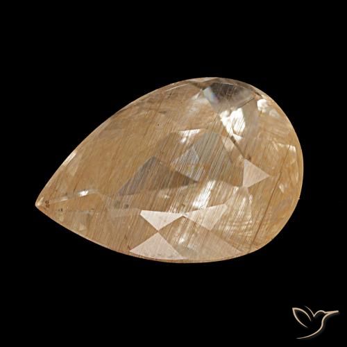 4.46Ct Orange-Golden Rutile Topaz, Pear Shape, Transparent