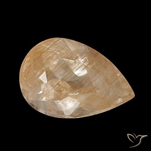 4.46 ct Golden Rutile Topaz Stone, Natural Rutile Topaz in Pear Facet Shape for Sale