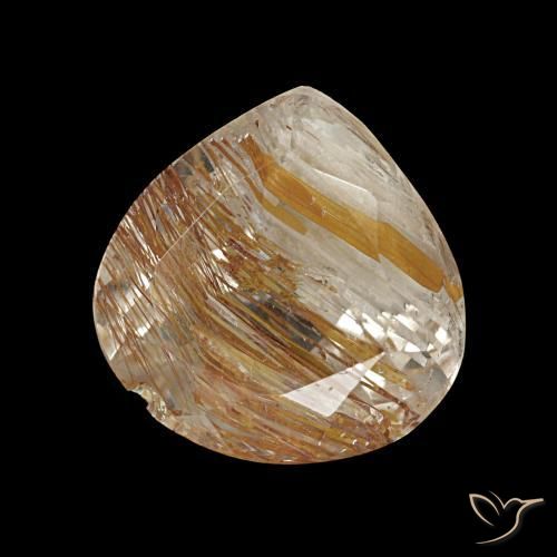 3.18 ct Yellow Rutile Topaz Stone, Natural Rutile Topaz in Pear Facet Shape for Sale