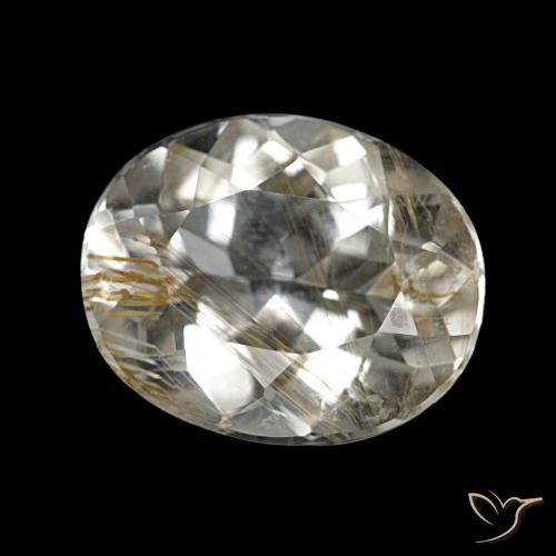 4.85 ct Golden Rutile Topaz Stone, Natural Rutile Topaz in Oval Facet Shape for Sale