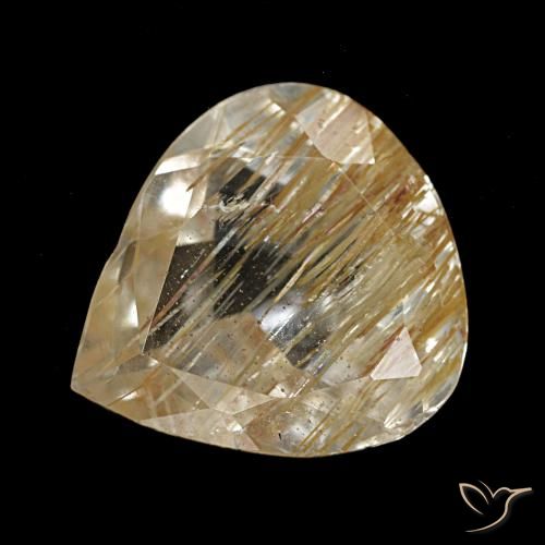5.22 ct Yellow Rutile Topaz Gemstone, Rutile Topaz Gem in Pear Facet Shape for Sale.