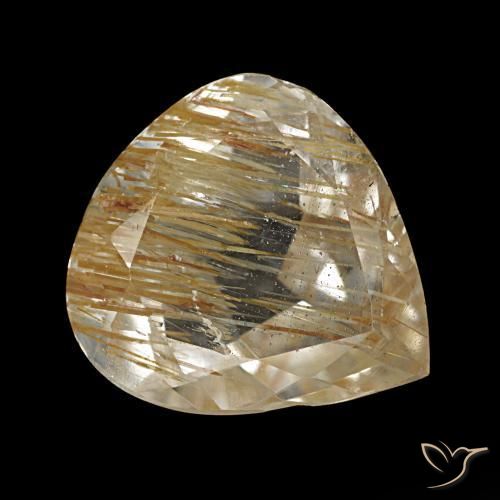 5.22 ct Yellow Rutile Topaz Stone, Natural Rutile Topaz in Pear Facet Shape for Sale