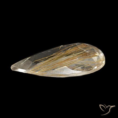 Rutile Topaz Gemstone in 13.9 x 7.9 mm Size for Sale, Rutile Topaz Stone in Very Light Golden-Brown Color