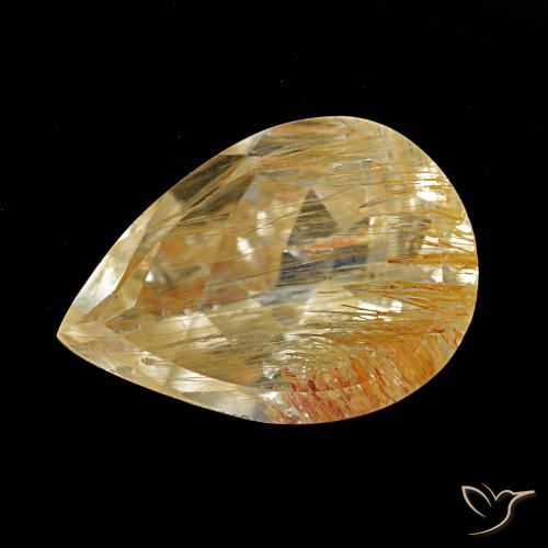 4.93ct Medium Golden Rutile Topaz, Pear Shape, Transparent