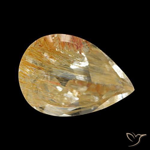 4.93 ct Golden Rutile Topaz Stone, Natural Rutile Topaz in Pear Facet Shape for Sale
