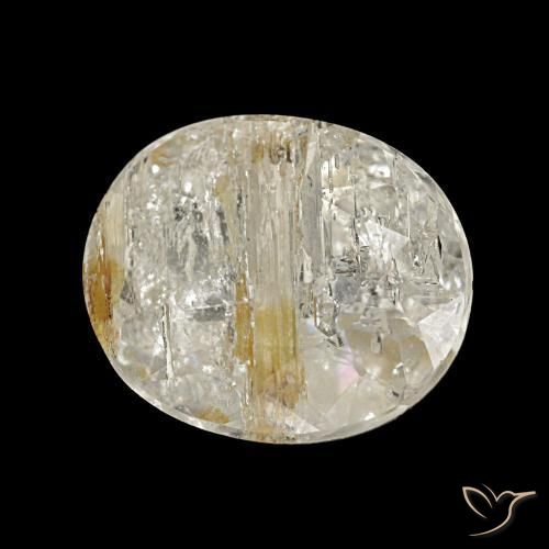 4.28 ct Golden Rutile Topaz Stone, Natural Rutile Topaz in Oval Facet Shape for Sale