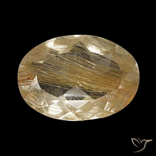 5.09 ct Golden Rutile Topaz Gemstone, Rutile Topaz Gem in Oval Facet Shape for Sale.