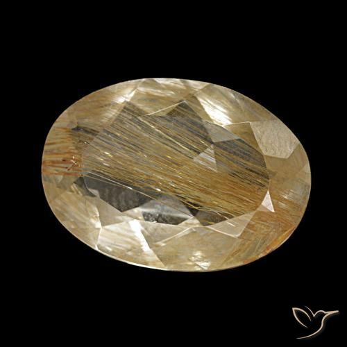 5.09 ct Golden Rutile Topaz Stone, Natural Rutile Topaz in Oval Facet Shape for Sale