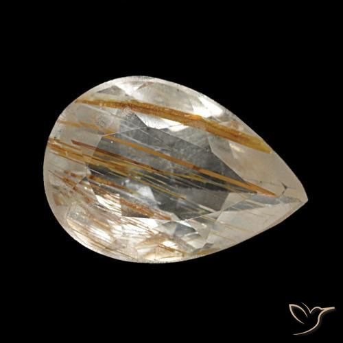1.40 ct Yellow Rutile Topaz Stone, Natural Rutile Topaz in Pear Facet Shape for Sale