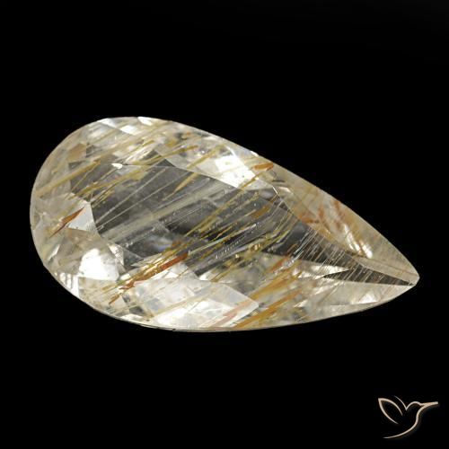 1.84 ct Yellow Rutile Topaz Stone, Natural Rutile Topaz in Pear Facet Shape for Sale