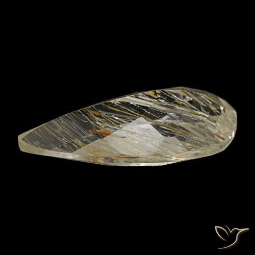 Rutile Topaz Gemstone in 11.8 x 6.1 mm Size for Sale, Rutile Topaz Stone in Very Light Golden-Brown Color