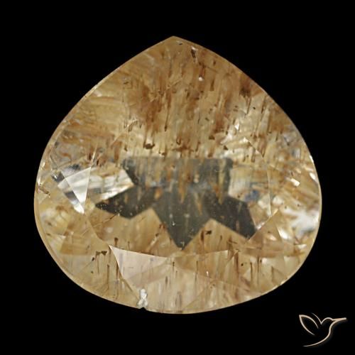 6.16 ct Brown Rutile Topaz Gemstone, Rutile Topaz Gem in Pear Facet Shape for Sale.