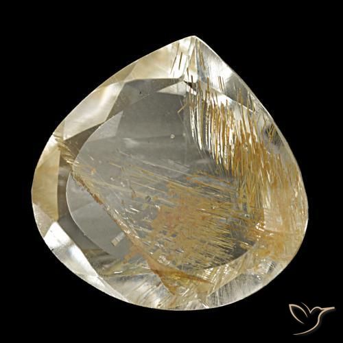 5.46 ct Golden Rutile Topaz Stone, Natural Rutile Topaz in Pear Facet Shape for Sale
