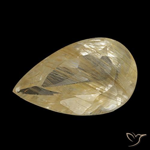 1.92 ct Yellow Rutile Topaz Gemstone, Rutile Topaz Gem in Pear Facet Shape for Sale.