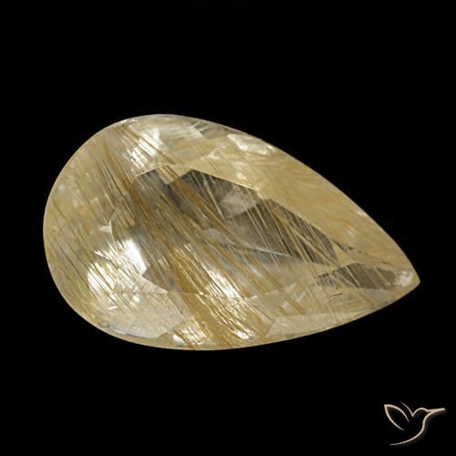1.92 ct Yellow Rutile Topaz Stone, Natural Rutile Topaz in Pear Facet Shape for Sale