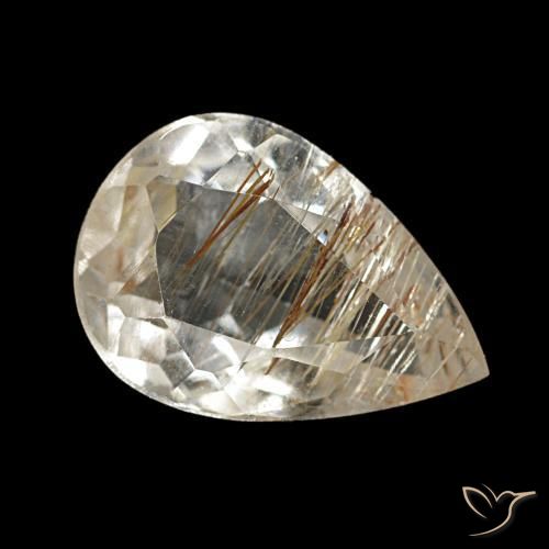 1.97 ct Brown Rutile Topaz Stone, Natural Rutile Topaz in Pear Facet Shape for Sale