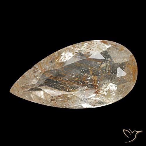 1.95 ct Brown Rutile Topaz Gemstone, Rutile Topaz Gem in Pear Facet Shape for Sale.
