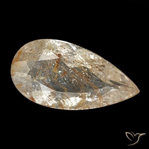 1.95 ct Brown Rutile Topaz Stone, Natural Rutile Topaz in Pear Facet Shape for Sale
