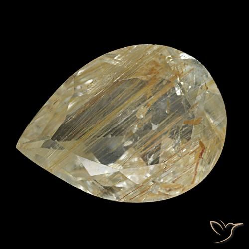 3.19 ct Yellow Rutile Topaz Gemstone, Rutile Topaz Gem in Pear Facet Shape for Sale.