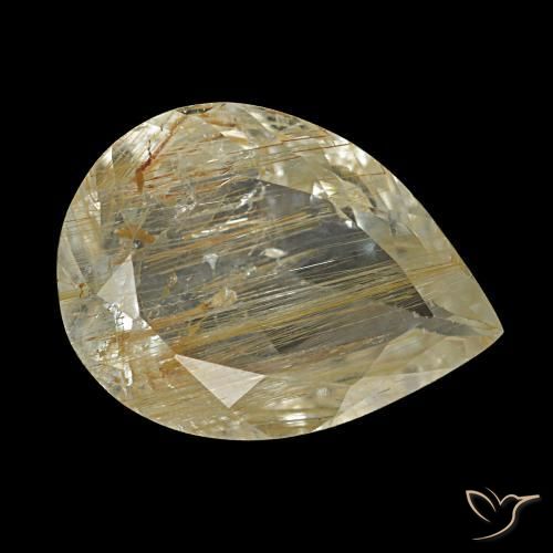 3.19 ct Yellow Rutile Topaz Stone, Natural Rutile Topaz in Pear Facet Shape for Sale