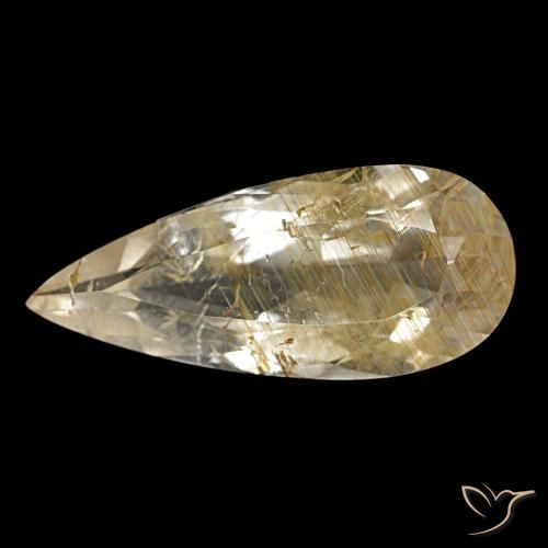 4.48 ct Yellow Rutile Topaz Stone, Natural Rutile Topaz in Pear Facet Shape for Sale