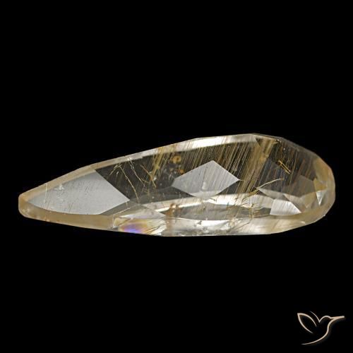 Rutile Topaz Gemstone in 16.8 x 7.2 mm Size for Sale, Rutile Topaz Stone in Very Light Golden-Brown Color