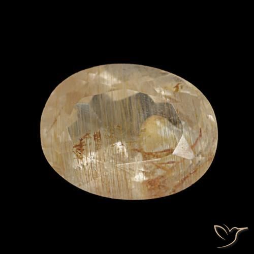 2.09 ct Golden Rutile Topaz Stone, Natural Rutile Topaz in Oval Facet Shape for Sale