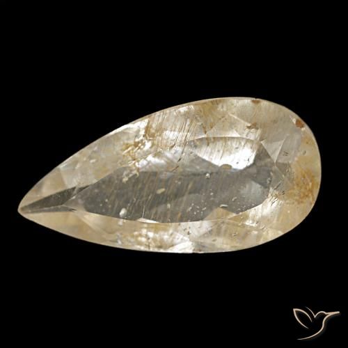 2.67 ct Yellow Rutile Topaz Gemstone, Rutile Topaz Gem in Pear Facet Shape for Sale.