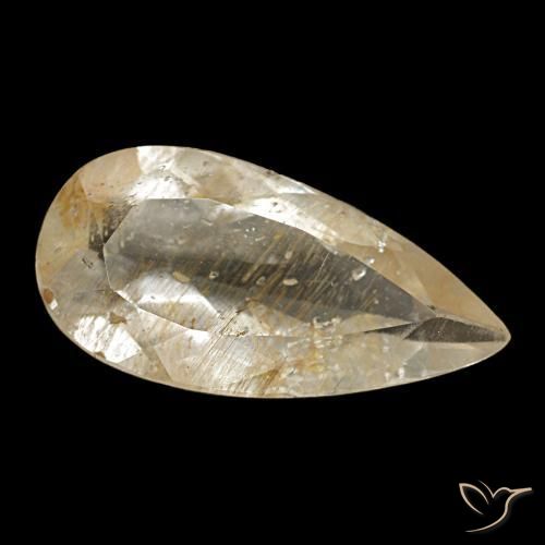 2.67 ct Yellow Rutile Topaz Stone, Natural Rutile Topaz in Pear Facet Shape for Sale