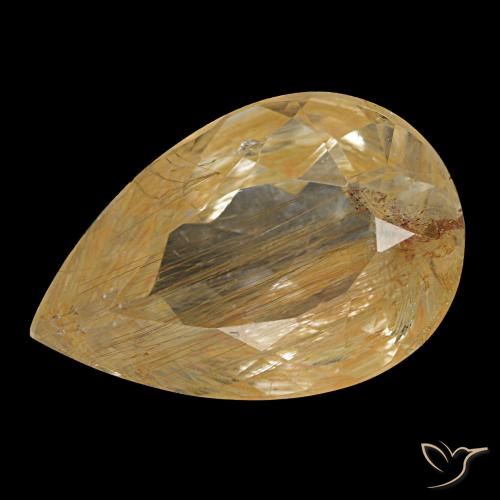 4.64 ct Yellow Rutile Topaz Gemstone, Rutile Topaz Gem in Pear Facet Shape for Sale.