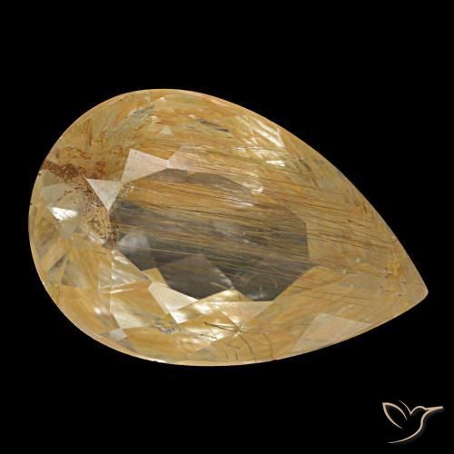 4.64 ct Yellow Rutile Topaz Stone, Natural Rutile Topaz in Pear Facet Shape for Sale