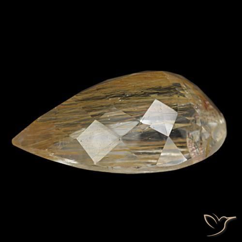 Rutile Topaz Gemstone in 14 x 9 mm (calibrated) Size for Sale, Rutile Topaz Stone in Medium Golden Color