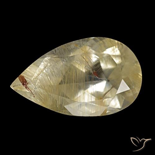 4.06 ct Yellow Rutile Topaz Gemstone, Rutile Topaz Gem in Pear Facet Shape for Sale.