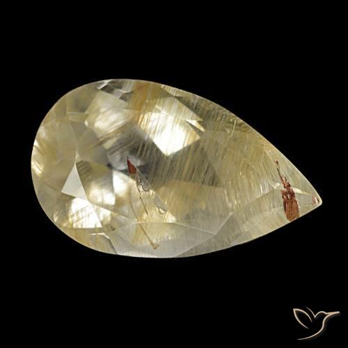 4.06 ct Yellow Rutile Topaz Stone, Natural Rutile Topaz in Pear Facet Shape for Sale