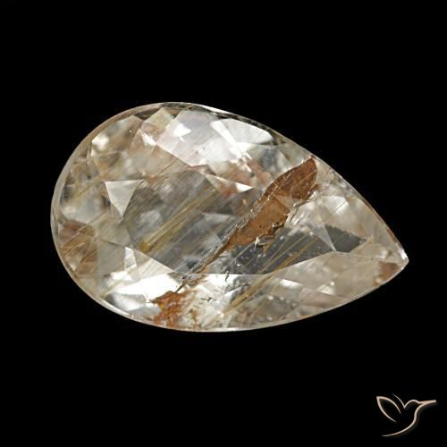 2.60 ct Golden Rutile Topaz Stone, Natural Rutile Topaz in Pear Facet Shape for Sale